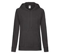 Fruit of the Loom Ladies Lady Fit Hooded Sweatshirt/Hoodie (S) (Black)