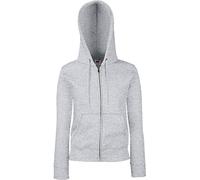 Fruit of the Loom Ladies Lady-Fit Hooded Sweatshirt Jacket (2XL) (Heather Grey)