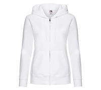 Fruit of the Loom Ladies Lady-Fit Hooded Sweatshirt Jacket (L) (White)