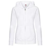 Fruit of the Loom Ladies Lady-Fit Hooded Sweatshirt Jacket (L) (White)