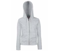 Fruit of the Loom Ladies Lady-Fit Hooded Sweatshirt Jacket (S) (Heather Grey)
