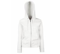 Fruit of the Loom Ladies Lady-Fit Hooded Sweatshirt Jacket (S) (White)