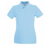 Fruit of the Loom Ladies Premium Fitted Polo Shirt with Short Sleeves, Sky Blue, 2XL