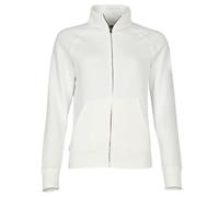 Fruit of the Loom Lady-Fit Fleece Sweatshirt Jacket with Covered Zip, White, L