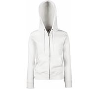 FRUIT OF THE LOOM Lady-Fit Ladies Hooded Jacket/Sweatshirt Jacket with Hoodie - Women, White - White, XS