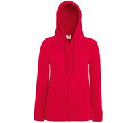 Fruit Of The Loom Lady-fit Lightweight Hooded Sweatshirt Jacket Red L