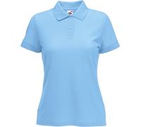 FRUIT OF THE LOOM LADY FIT PIQUE POLO SHIRT - (S-XXL) 9 COLOURS (SMALL - 32" - SIZE 10, SKY BLUE)