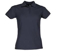 Fruit of the Loom Lady Fit Short-Sleeved Polo Shirt with 2-Button Placket, Deep Navy, Size S