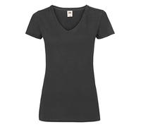 Fruit of the Loom Lady-Fit Valueweight V-Neck T-Shirt SS047 (M, Black)