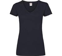 FRUIT OF THE LOOM Lady-Fit Valueweight V-Neck T-Shirt SS047 (XL, Deep Navy)