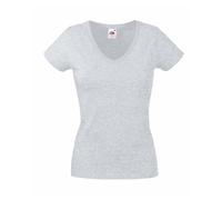 Fruit of the Loom Lady-Fit Valueweight V-Neck T-Shirt SS047 (XS, Heather Grey)