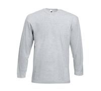 FRUIT OF THE LOOM LONG SLEEVE T SHIRT (S-XXL) (SMALL - 36/38", HEATHER GREY)