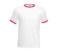 Fruit of the Loom Men Ringer T Shirt , Mens-Red/White-Medium