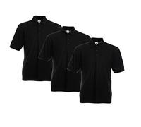 Fruit of the Loom Men's 63-402-0 Polo Shirt, Black (Black 36), 4XL (Pack of 3)