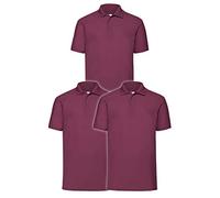 Fruit of the Loom Men's Polo Shirt 63-402-0 Burgundy XL Pack of 3