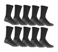 Fruit of the Loom Men's 10-Pair Everyday Work Crew Socks Casual, Black, Shoe Size : 6-12 (Pack of 10)