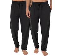 Fruit of the Loom Mens 2-Pack Jersey Knit Pajama Pant Set, Black/Black (2-Pack), L