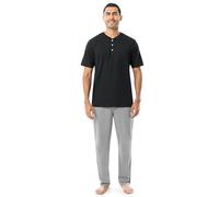 Fruit of the Loom Men's 2-Piece Jersey Knit Pajama Set, Black/Grey Heather, 5X-Large Big