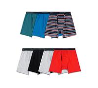 Fruit of the Loom Mens 360 Stretch Boxer Briefs (Quick Dry & Moisture Wicking), Regular Leg - Cotton Stretch - 7 Pack Red/Blue/Grey, 3XL
