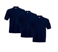 Fruit of the Loom Men's 63-402-0 Polo Shirt, Dark Blue, XXL (Pack of 3)