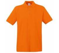 (M, Orange) Fruit Of The Loom Premium Mens Short Sleeve Polo Shirt