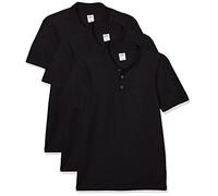 Fruit of the Loom Men's 65/35 Polo Shirt Pack of 3, Black, X-Large