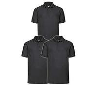 Fruit of the Loom Men's 65/35 Polo Shirt Pack of 3, Black, X-Large