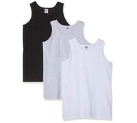 FRUIT OF THE LOOM Men's Athletic Lightweight Vest, Black/White/Heather, 2XL