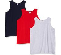 FRUIT OF THE LOOM Men's Athletic Vest, Navy/Red/Heather, XXL UK