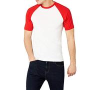 Fruit of the Loom Men's Baseball Classic Long Sleeve T-Shirt, White/Red, X-Large