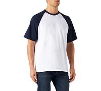 FRUIT OF THE LOOM Men's Baseball Classic Short Sleeve T Shirt, White/Black, L UK