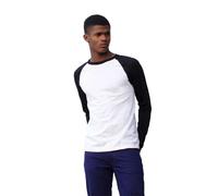 Fruit of the Loom Men's Baseball Longsleeve T Shirt, White (White/Black 056), M