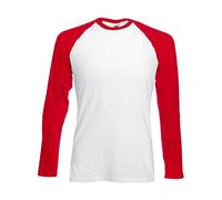 Fruit of the Loom Men's Baseball Long-Sleeved T-Shirt. - White - X-Large