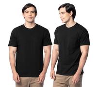 Fruit of the Loom Mens Big & Tall Eversoft Cotton Short Sleeve T Shirts, Breathable & Moisture Wicking with Odor Control, Pocket - 2 Pack - Black, 4XL