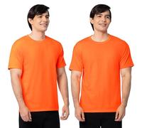 Fruit of the Loom Men's Eversoft Cotton Crew T-Shirt, Big & Tall, Breathable, 2-Pack Safety Orange L