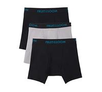 Fruit of the Loom Men's Breathable Underwear Briefs, Cotton Knit Boxer Shorts-Black/Grey, S (Pack of 3)