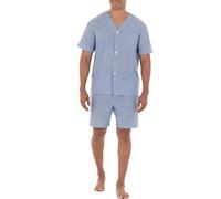 Fruit of the Loom Men's Broadcloth Pyjama-Set mit Kurzen Ärmeln Pajama, Blue Striped, M