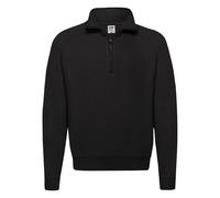 Classic 80 20 Zip Neck Sweatshirt Fruit Of The Loom Black S