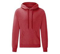 Fruit of the Loom Men's Classic Hooded Sweatshirt, Heather Red, Medium