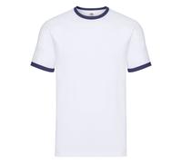 Fruit of the Loom Men's Contrast Ringer T-Shirt in Off-White | Size: Large Fruit Of The Loom Off-White L
