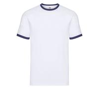 Fruit of the Loom Mens Contrast Ringer T-Shirt (White/Navy) Cotton - Size 2XL