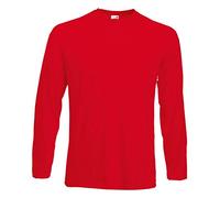 Fruit of the Loom Men's Cotton Value Long Sleeve T Shirt Red S