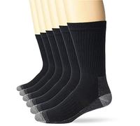 Fruit of the Loom mens Cotton Work Gear Crew Socks | Cushioned, Wicking, Durable | 6 Pack, Black, One size