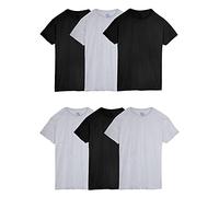 Fruit of the Loom Men's Undershirts, Moisture Wicking & Tag Free, Short Sleeve Crew T-Shirts, Black/Grey-6 Pack, Large (Pack of 6)