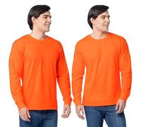 Fruit of the Loom Men's Eversoft Cotton Long Sleeve T Shirts, Breathable & Moisture Wicking with Odor Control, Sizes S-4x, Long Sleeve - Safety Orange, S