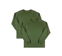 Fruit of the Loom Men's Eversoft Cotton Long Sleeve T Shirts, Breathable & Moisture Wicking with Odor Control, Sizes S-4x, Long Sleeve - Military Green, XL