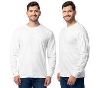 Fruit of the Loom Men's Eversoft Cotton Long Sleeve T Shirts, Breathable & Moisture Wicking with Odor Control, Sizes S-4x, Long Sleeve - White Ice, Large
