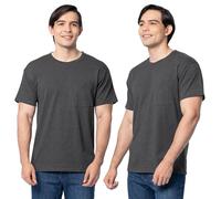 Fruit of the Loom Men's Eversoft Cotton Pocket T-Shirts, Breathable & Moisture Wicking with Odor Control, Sizes S-4x, 2 Pack-Black Heather, Large (Pack of 2)