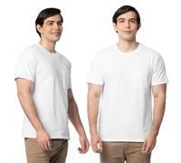 Fruit of the Loom Men's Eversoft Cotton Short Sleeve Pocket T-Shirts, Breathable & Tag Free, 2 Pack-White, Large (Pack of 2)