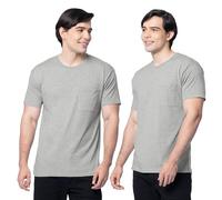 Fruit of the Loom Men's Eversoft Cotton Pocket T-Shirts, Breathable & Moisture Wicking with Odor Control, Sizes S-4x, 2 Pack-Grey Heather, Medium (Pack of 2)